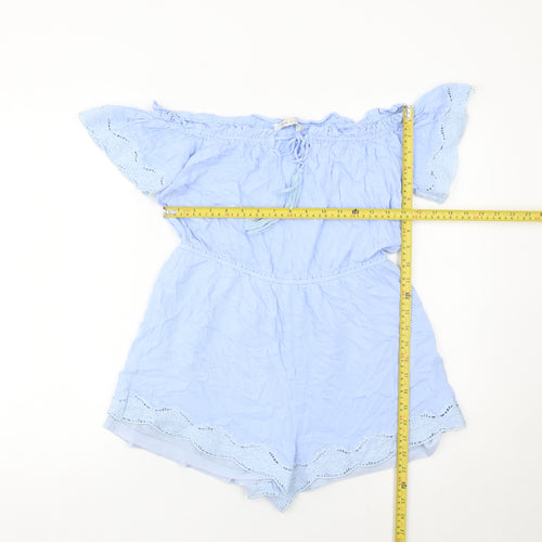 Ark n Co Women’s Blue Off Shoulder Lace Playsuit Size L Summer