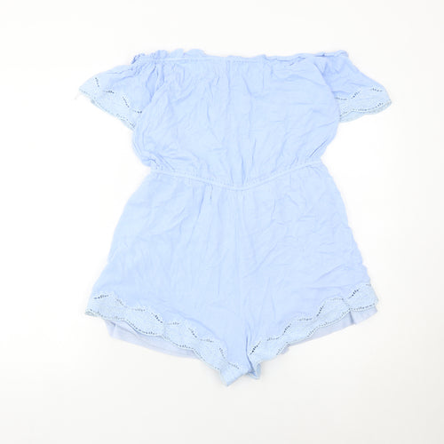 Ark n Co Women’s Blue Off Shoulder Lace Playsuit Size L Summer