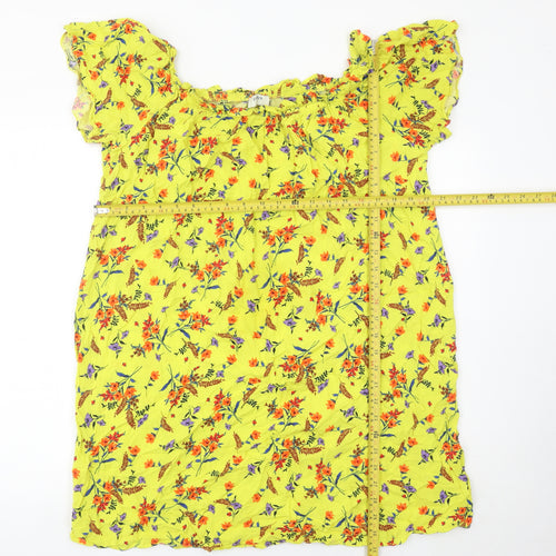 Matalan Women’s Yellow Floral Shift Dress Size 18 Short Sleeve