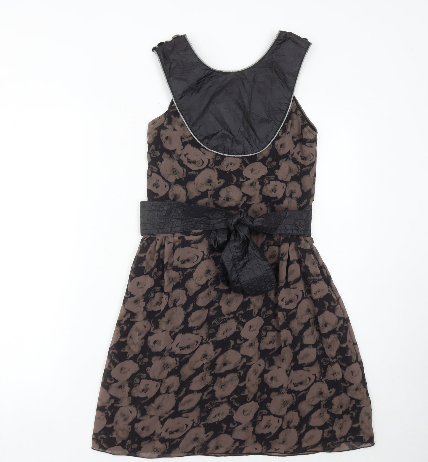 Miso Women’s Brown Black Beaded A-Line Knee Length Dress Size 8