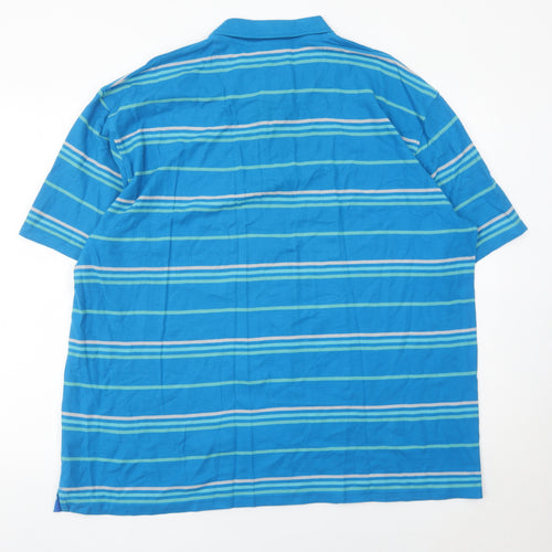 James Pringle Men’s Blue Striped Polo Shirt 2XL Cotton Golf Casual