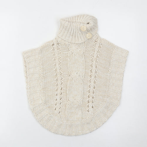 Matalan Girls Ivory Knit Cape Jumper Age 3 Years Roll Neck Button Detail