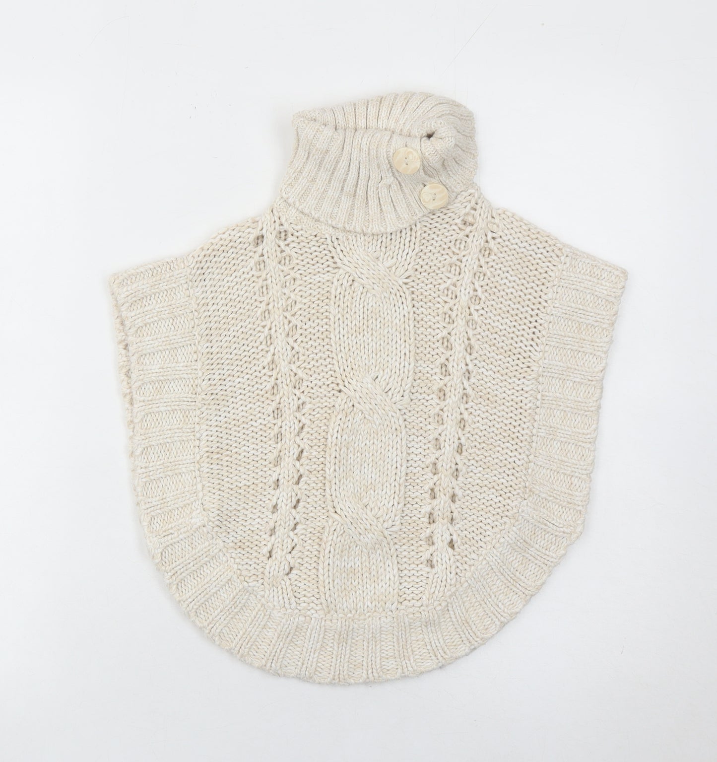 Matalan Girls Ivory Knit Cape Jumper Age 3 Years Roll Neck Button Detail