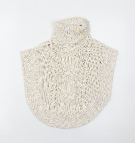 Matalan Girls Ivory Knit Cape Jumper Age 3 Years Roll Neck Button Detail