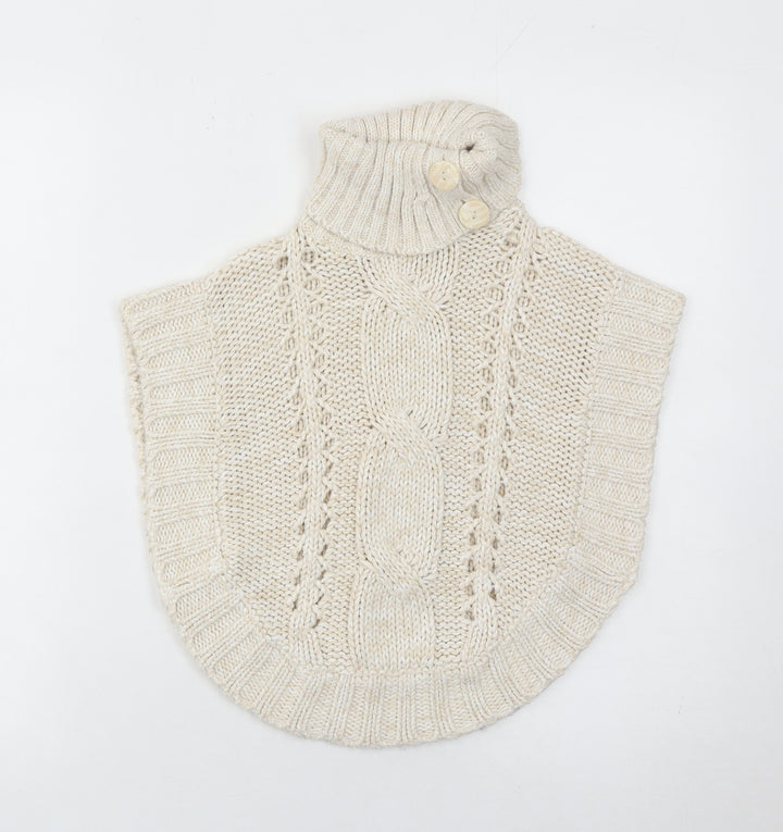 Matalan Girls Ivory Knit Cape Jumper Age 3 Years Roll Neck Button Detail