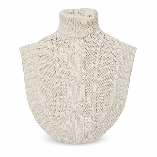 Front view of Matalan girls’ ivory knit cape jumper age 3 years roll neck button detail