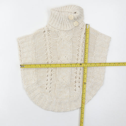 Matalan Girls Ivory Knit Cape Jumper Age 3 Years Roll Neck Button Detail