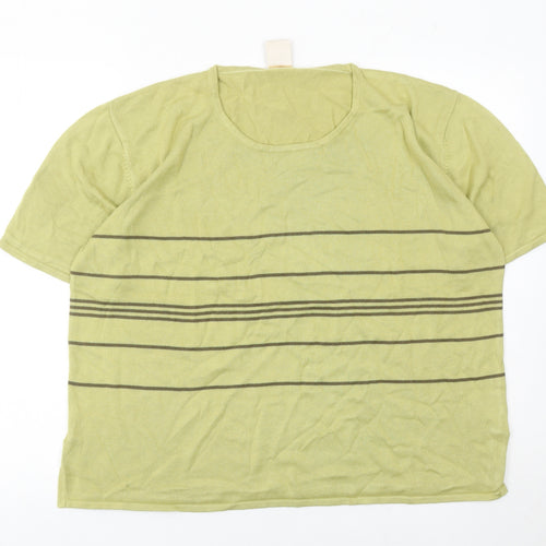 Elvi Womens Green Striped Knit Pullover Jumper Size 16