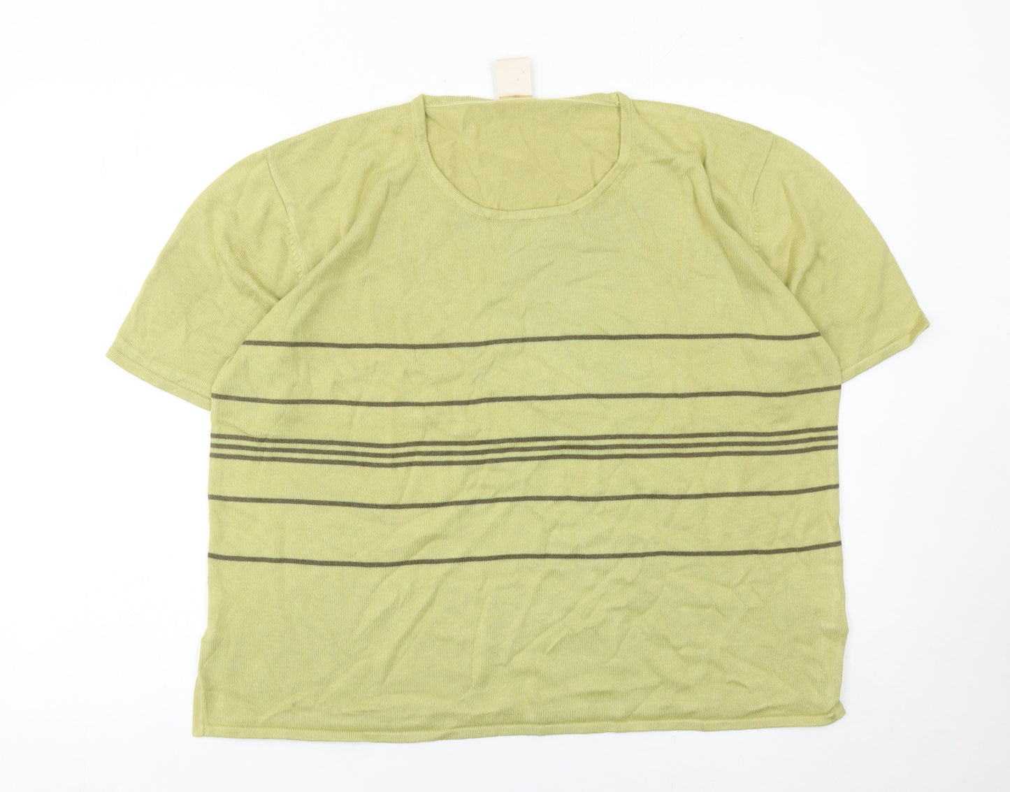 Elvi Womens Green Striped Knit Pullover Jumper Size 16