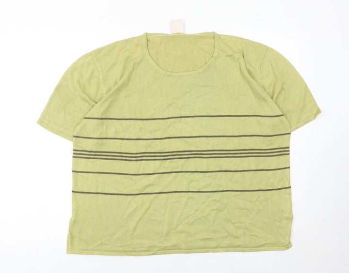 Elvi Womens Green Striped Knit Pullover Jumper Size 16