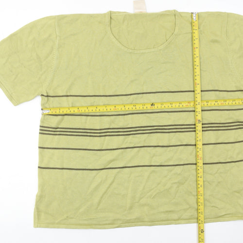 Elvi Womens Green Striped Knit Pullover Jumper Size 16