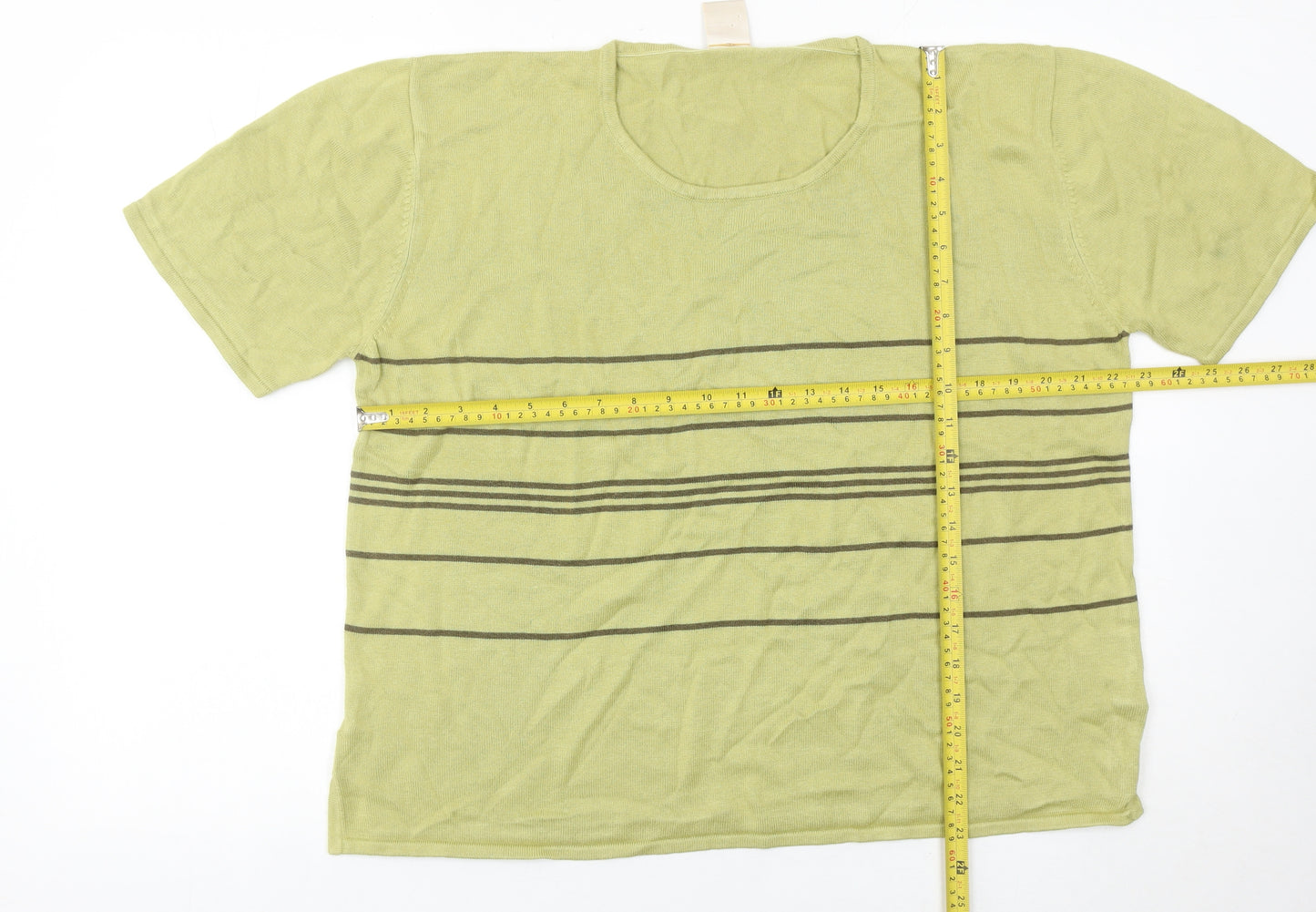 Elvi Womens Green Striped Knit Pullover Jumper Size 16