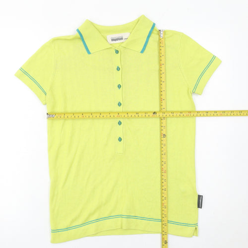 Twopercent Unisex Green Polo Shirt S Short Sleeve Knit Button Cotton Blend