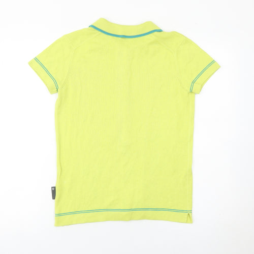 Twopercent Unisex Green Polo Shirt S Short Sleeve Knit Button Cotton Blend