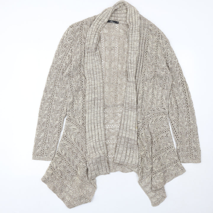 BM Collection Womens Beige Open Knit Cardigan M Regular