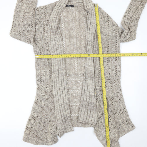BM Collection Womens Beige Open Knit Cardigan M Regular