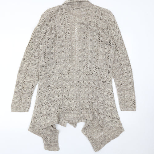 BM Collection Womens Beige Open Knit Cardigan M Regular