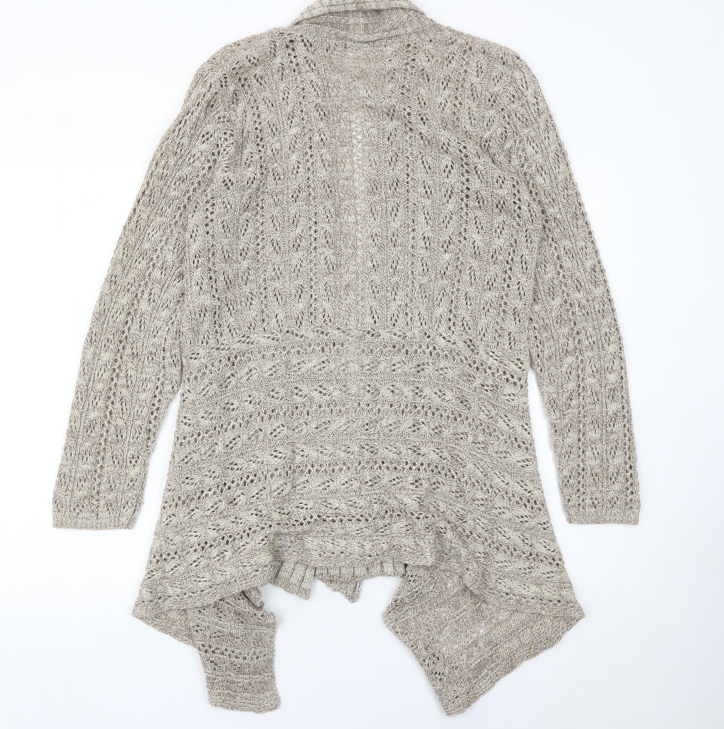 BM Collection Womens Beige Open Knit Cardigan M Regular