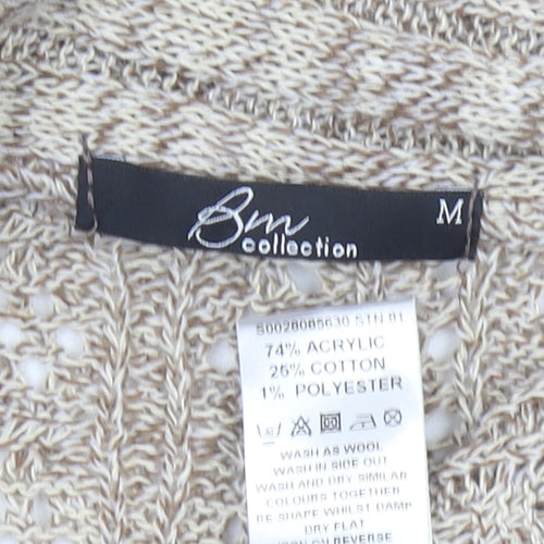 BM Collection Womens Beige Open Knit Cardigan M Regular