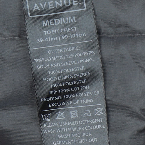 Avenue Men’s Grey Hooded Parka Coat Medium 39-41in Insulated Winter