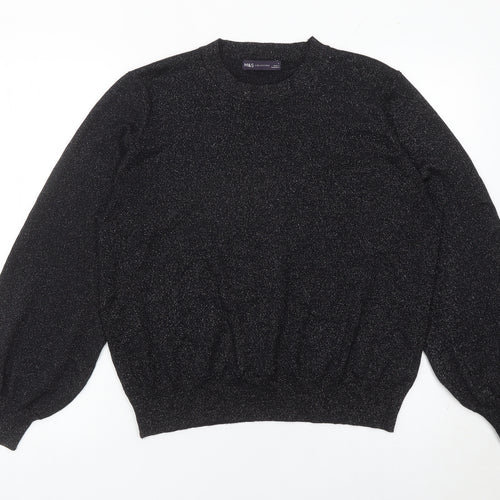 Marks and Spencer Womens Black Glitter Pullover Jumper L