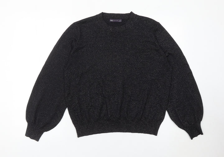 Marks and Spencer Womens Black Glitter Pullover Jumper L