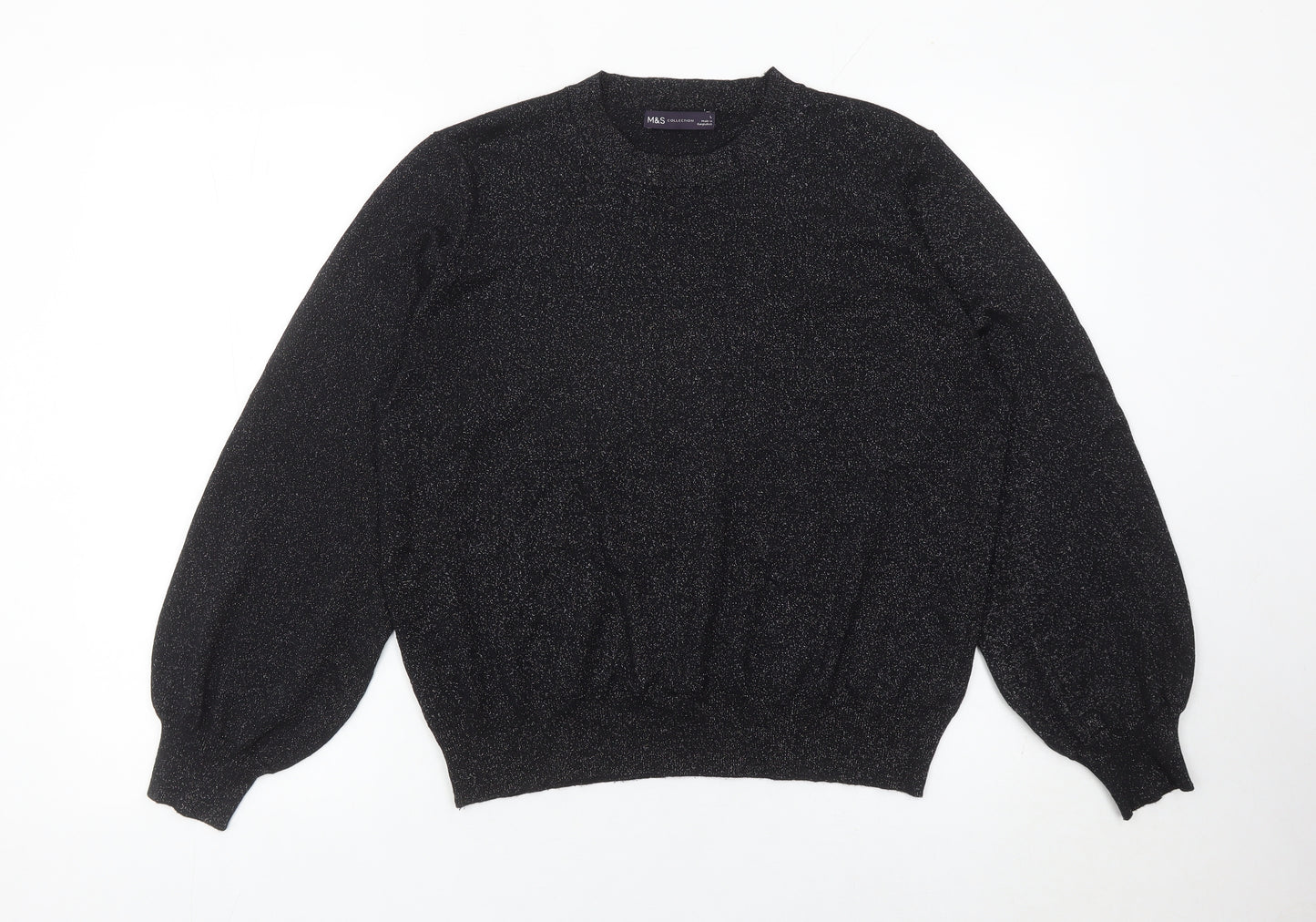 Marks and Spencer Womens Black Glitter Pullover Jumper L