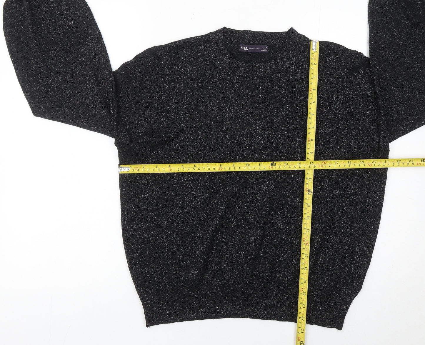 Marks and Spencer Womens Black Glitter Pullover Jumper L