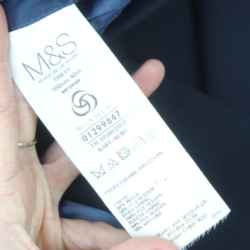 Marks and Spencer Men’s Blue 40in Wool Blend Blazer Jacket