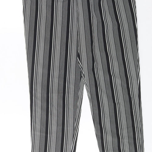 Primark Women’s Black Striped Tapered Trousers Size 8