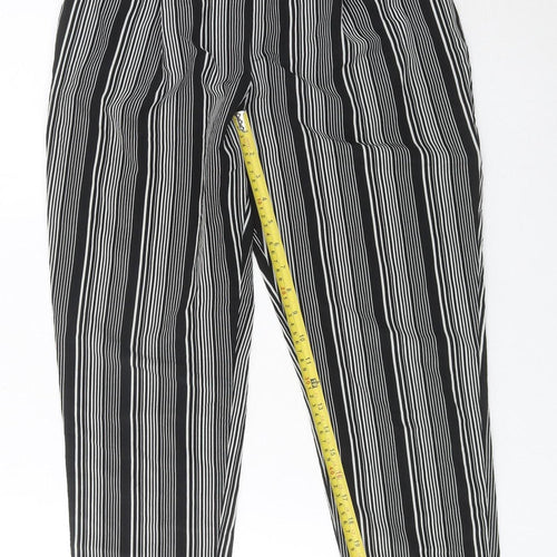 Primark Women’s Black Striped Tapered Trousers Size 8