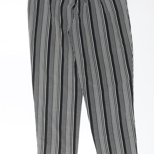 Primark Women’s Black Striped Tapered Trousers Size 8