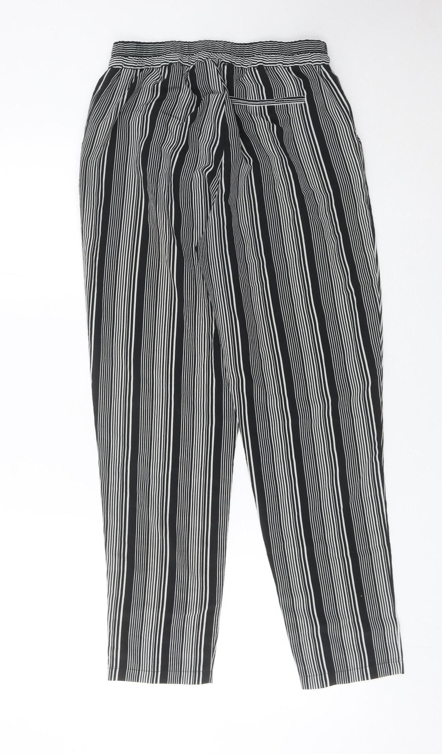 Primark Women’s Black Striped Tapered Trousers Size 8