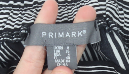 Primark Women’s Black Striped Tapered Trousers Size 8