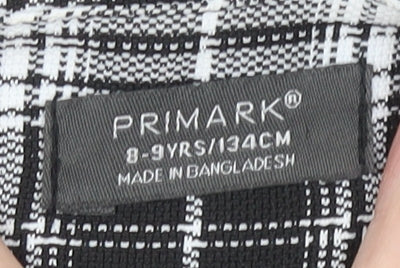 Primark Girls Black Plaid Pleated Skirt 8-9 Years School Short Buckle