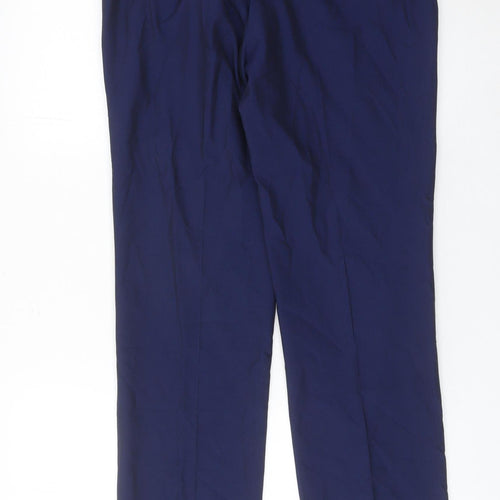 Harry Brown Men’s Blue 32R Regular Fit Formal Dress Trousers