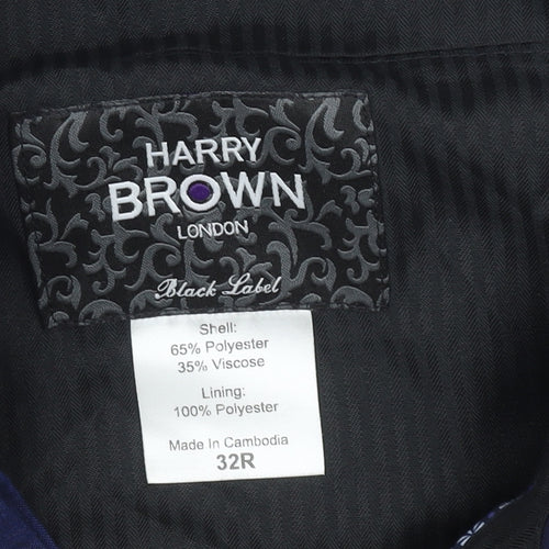 Harry Brown Men’s Blue 32R Regular Fit Formal Dress Trousers