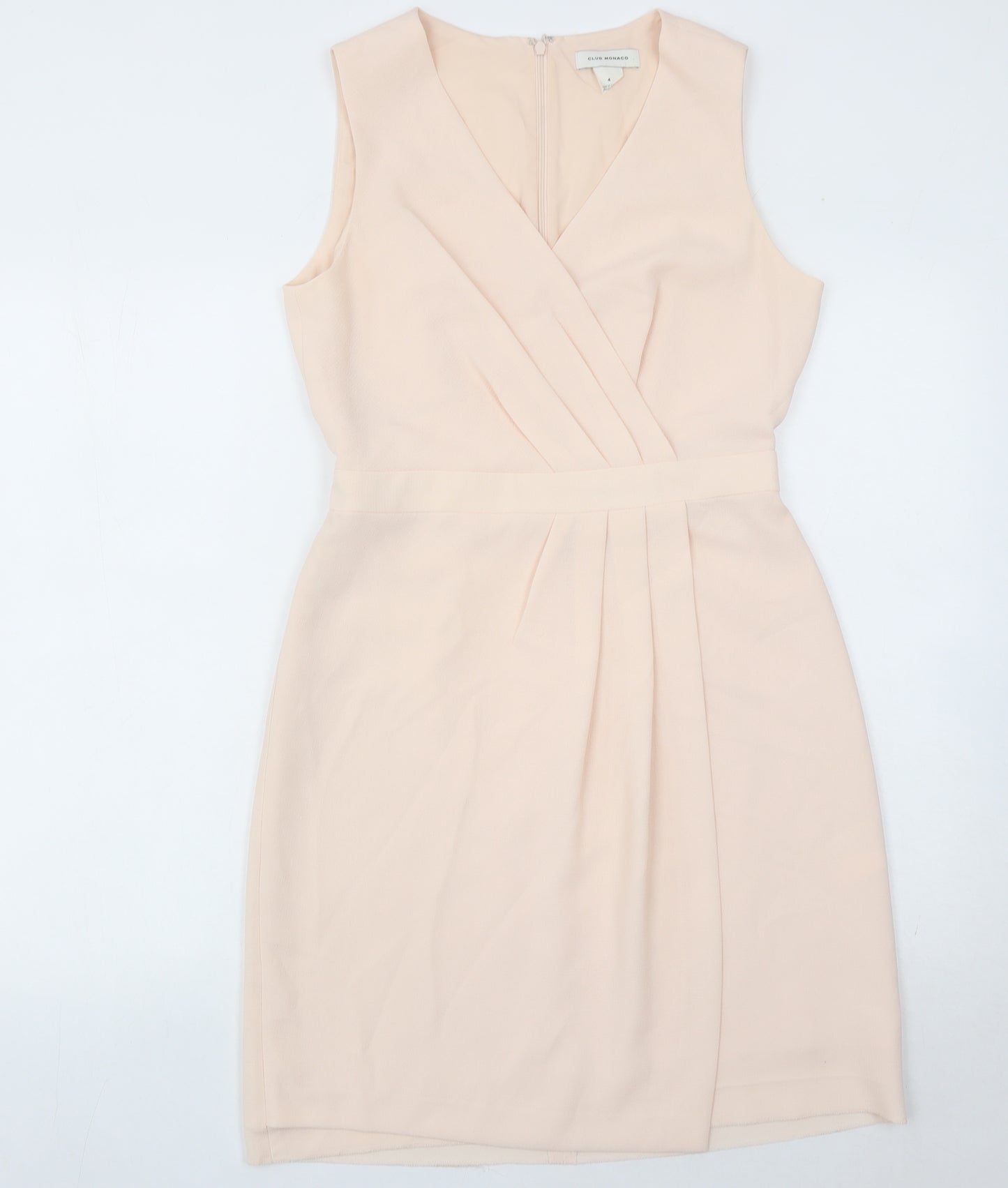 Club Monaco Women's Beige Size 8 Sheath Knee Length V-Neck Dress