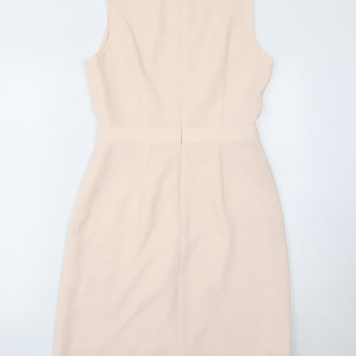 Club Monaco Women's Beige Size 8 Sheath Knee Length V-Neck Dress