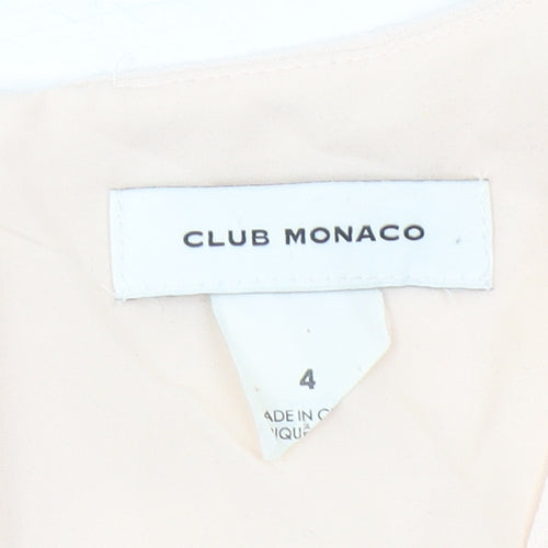 Club Monaco Women's Beige Size 8 Sheath Knee Length V-Neck Dress