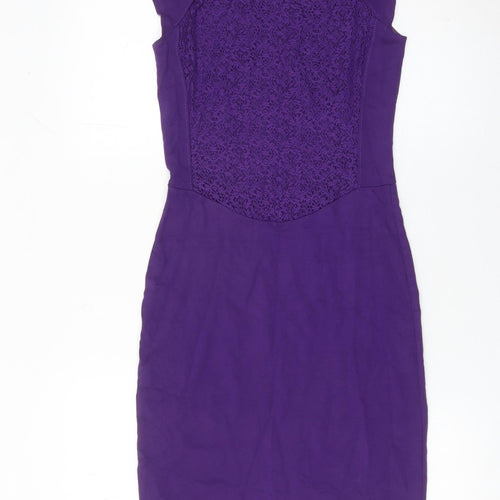 French Connection Women’s Purple Lace Sheath Dress UK 12