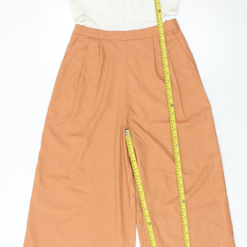 Coffee Bean Women’s Ivory Brown Wide-Leg Sleeveless Jumpsuit Size S