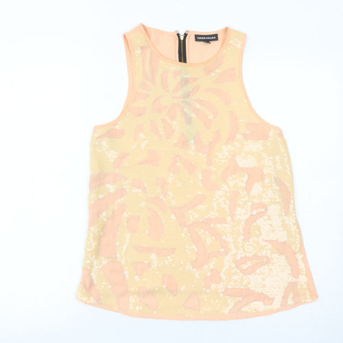 Warehouse Women’s Peach Sequin Tank Top UK 10 Sleeveless Party