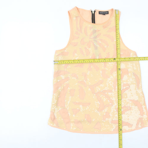 Warehouse Women’s Peach Sequin Tank Top UK 10 Sleeveless Party