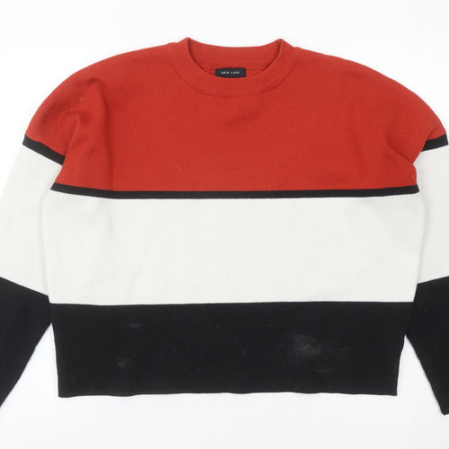New Look Womens Red Black White Striped Pullover Jumper M
