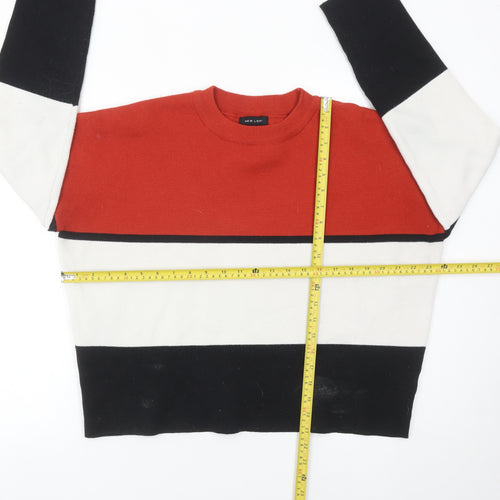 New Look Womens Red Black White Striped Pullover Jumper M
