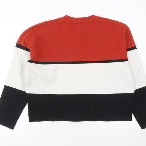 New Look Womens Red Black White Striped Pullover Jumper M