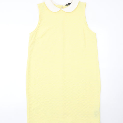 Dorothy Perkins Women’s Yellow Shift Dress Size 14 Collared Sleeveless