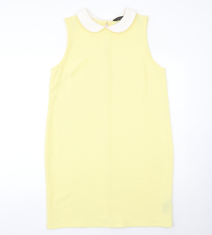 Dorothy Perkins Women’s Yellow Shift Dress Size 14 Collared Sleeveless