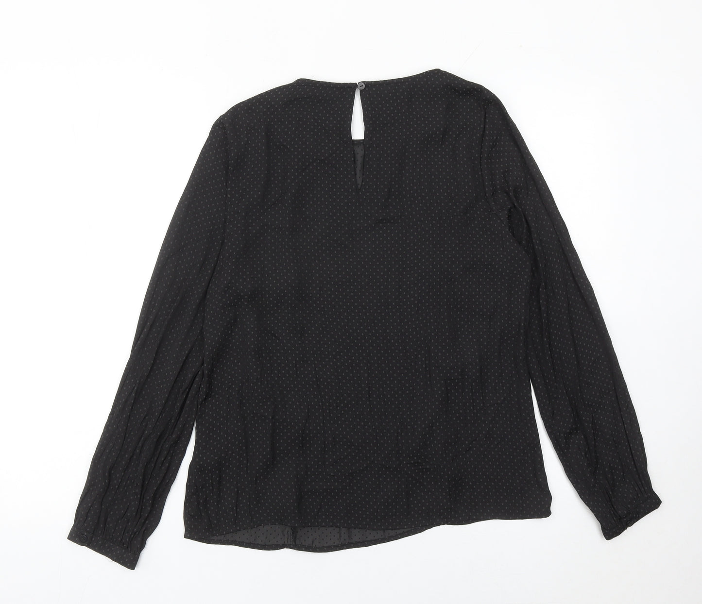 Monsoon Women Black Polka Dot Ruffle Long Sleeve Blouse Size 10